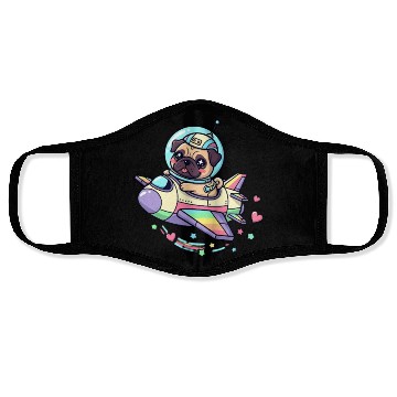 Discover Pug Astronaut in Rainbow Spaceship Face Masks
