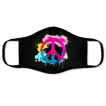 Discover Peace sign neon colors groovy spray paint splatter Face Masks