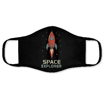 Discover Retro Space Rocket Illustration Face Masks