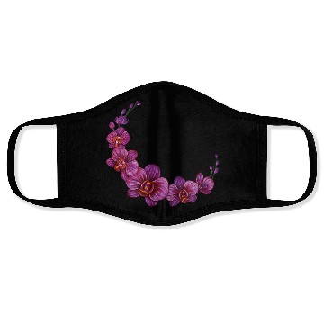 Discover Violet Moon Orchid Flower branch illustration Face Masks