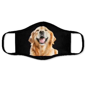 Discover Joyful Golden Retriever Illustration Face Masks