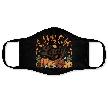 Discover Leopard Fall Autumn Thanksgiving Lunch Lady Face Masks
