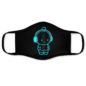 Discover Neon Headphone Character Design Face Masks