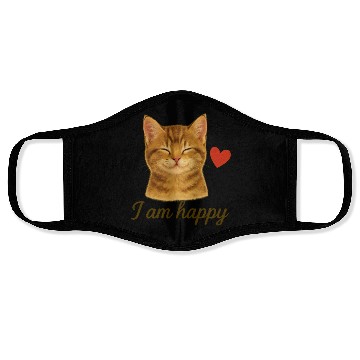 Discover I Am Happy – Cute Realistic Cat with Red Heart Face Masks