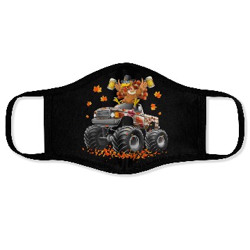 Discover Thanksgiving Beer Turkey Riding Monster Truck  Face Masks