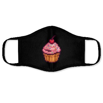 Discover Pixel Art Cupcake with Cherry Face Masks