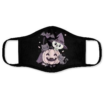 Discover Halloween Kawaii Cat Pumpkin Ghosts Face Masks