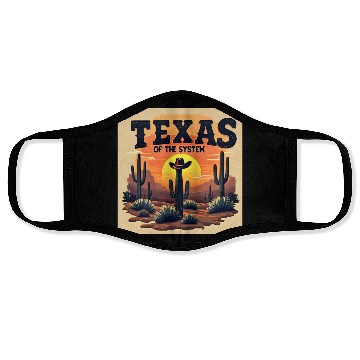 Discover Texas Sunset Cactus Illustration Face Masks