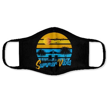 Discover Tropical Summer Vibes Sunset Scene Face Masks