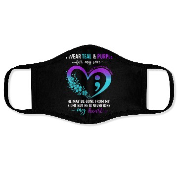 Discover I Wear Teal & Purple for My Son Suicide Prevention Face Masks