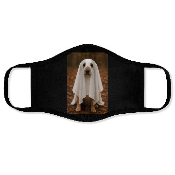 Discover Autumn Forest Ghost Dog Tapestry Face Masks