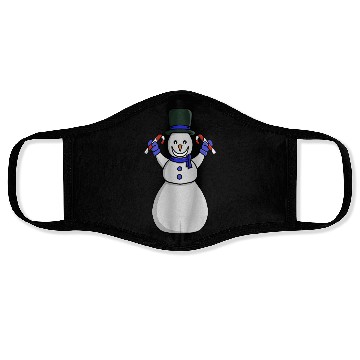 Discover Festive Snowman with Candy Cane and Gloves Face Masks