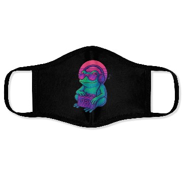 Discover Retro Frog DJ Boombox Graphic Face Masks