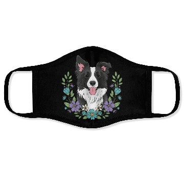 Discover Playful Border Collie Floral Face Masks