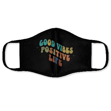 Discover Colorful Positive Vibes Typography Design Face Masks