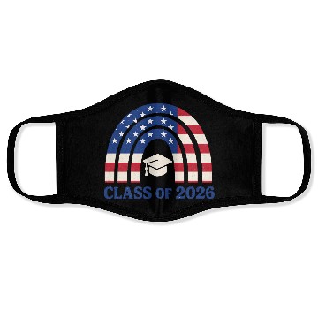 Discover Senior 2026 | Graduation Class of 2026 Blue Design Face Masks