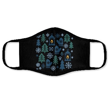 Discover Winter Forest Snowflake Pattern Face Masks