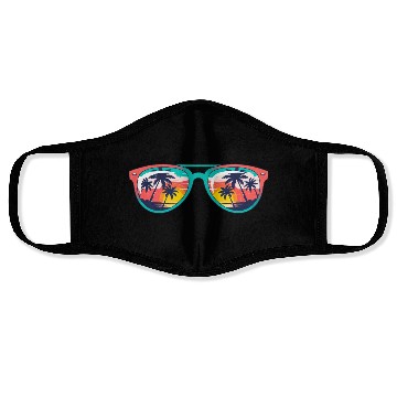 Discover Sunset Palm Tree Tropical Sunglasses Face Masks