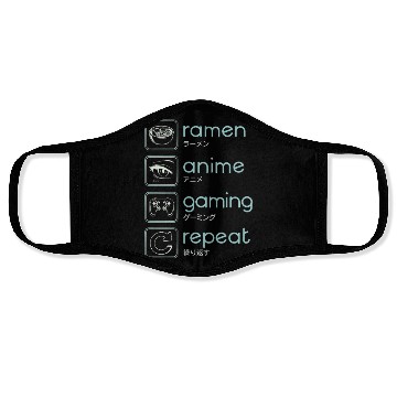 Discover Ramen Anime Gaming Repeat Face Masks