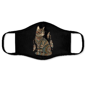 Discover Boho Mandala Cat – Tribal Patterned Feline Art Face Masks