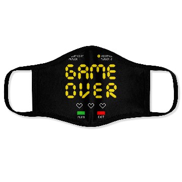 Discover Pixelated Video Game Heart Game Over Face Masks