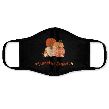 Discover Autumn Pumpkin Harvest Illustration Face Masks