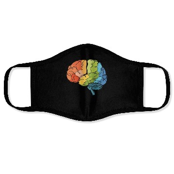 Discover Embrace Neurodiversity - Line Art Rainbow Brain Face Masks