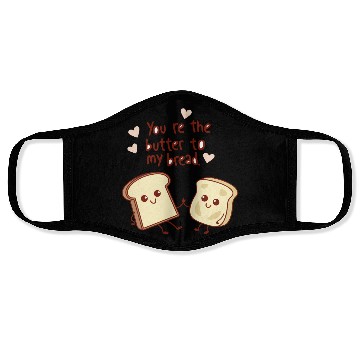 Discover Cute Bread and Butter Kawaii Valentine Design Face Masks