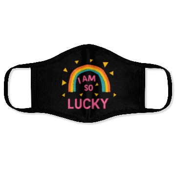 Discover Colorful Lucky Rainbow Affirmation Design Face Masks