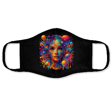 Discover Vivid Psychedelic Woman Portrait Face Masks