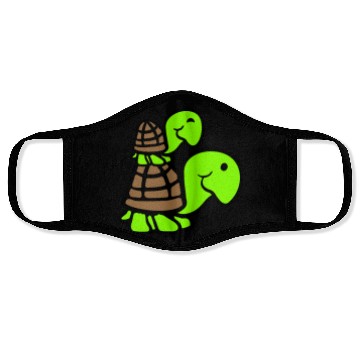 Discover 2 turtles piggyback mummy daddy child riding cute Face Masks