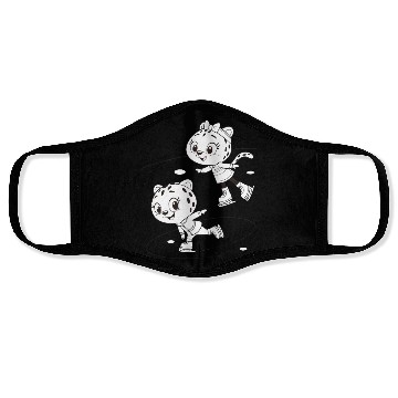 Discover Black-and-White Leopard Cubs Ice Skating  Face Masks