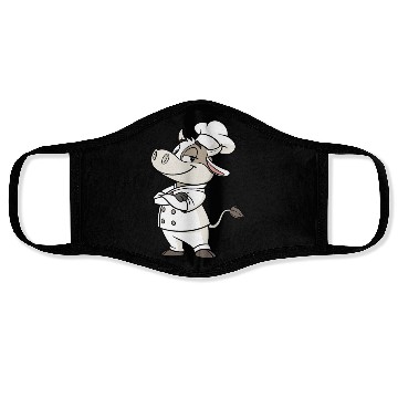 Discover Charming Cow Chef Cartoon Illustration Face Masks