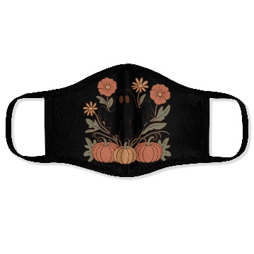 Discover Floral Halloween Flower Pumpkin Ghost Cottagecore Face Masks