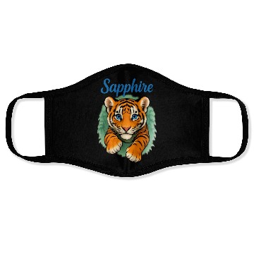 Discover Vivid Tiger Cub Illustration - Sapphire Face Masks