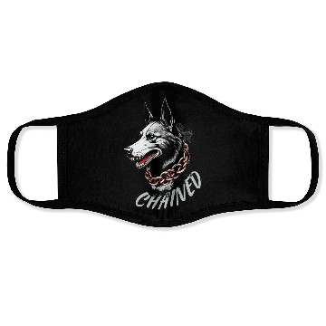 Discover Aggressive Husky with Chain Necklace Design Face Masks