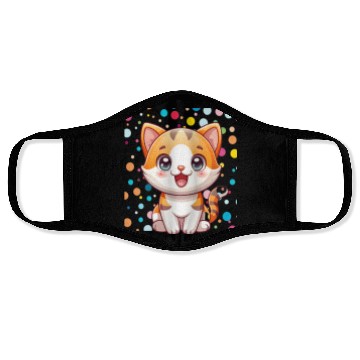 Discover Adorable Cartoon Cute Cat Polka Dots  Face Masks
