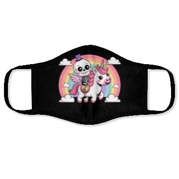 Discover stay weird skeleton unicorn Face Masks