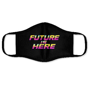 Discover Retro Futuristic Gradient Text Design Face Masks
