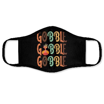Discover Festive Turkey and Gobble Text Pattern Face Masks