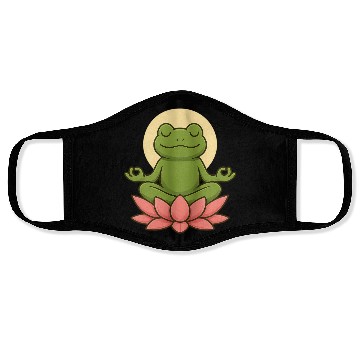 Discover Serene Green Frog Meditation Design Face Masks