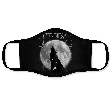 Discover Wolf Howling at Full Moon Design Face Masks
