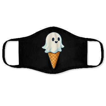 Discover Cute Ghost Ice Cream Illustration Face Masks