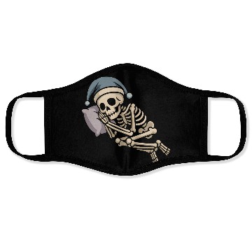 Discover Festive Skeleton Relaxing in Holiday Gear Face Masks