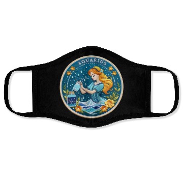 Discover Aquarius Stylish Watercolor Zodiac Illustration Face Masks