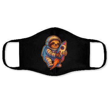 Discover Joyful Sloth Astronaut Rocket Scene Face Masks