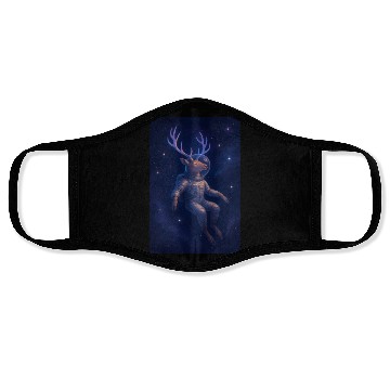 Discover Celestial Deer Astronaut Illustration Face Masks