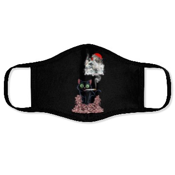 Discover Black Cat Smoking Cigarette Catzilla Face Masks