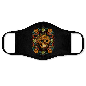 Discover Taco Calavera Vibrant Sugar Skull Mandala Art Face Masks