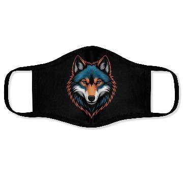 Discover Vivid Wolf Head Illustration Face Masks
